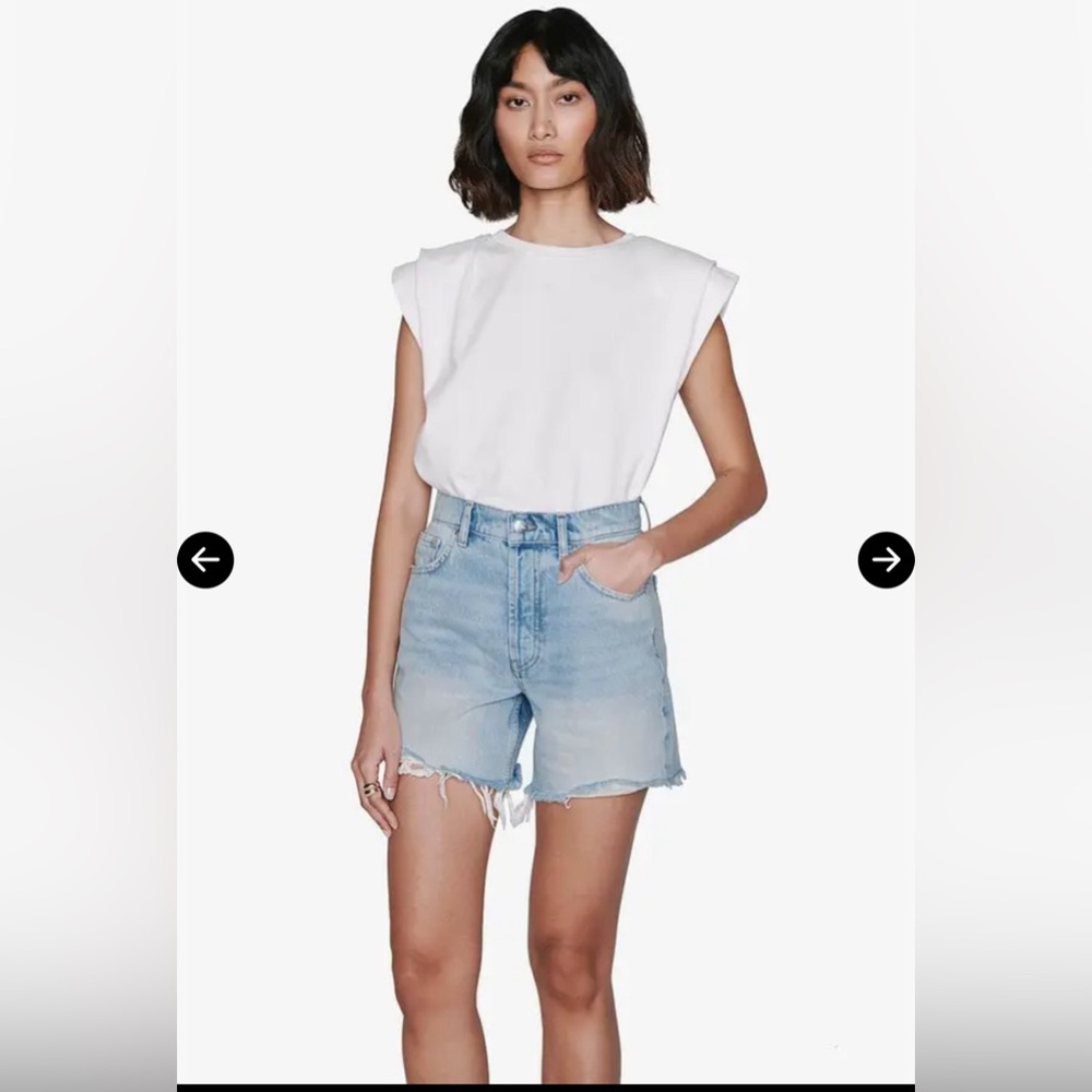 NEW! Anine Bing Kit relaxed fit 5” inseam cut off denim short